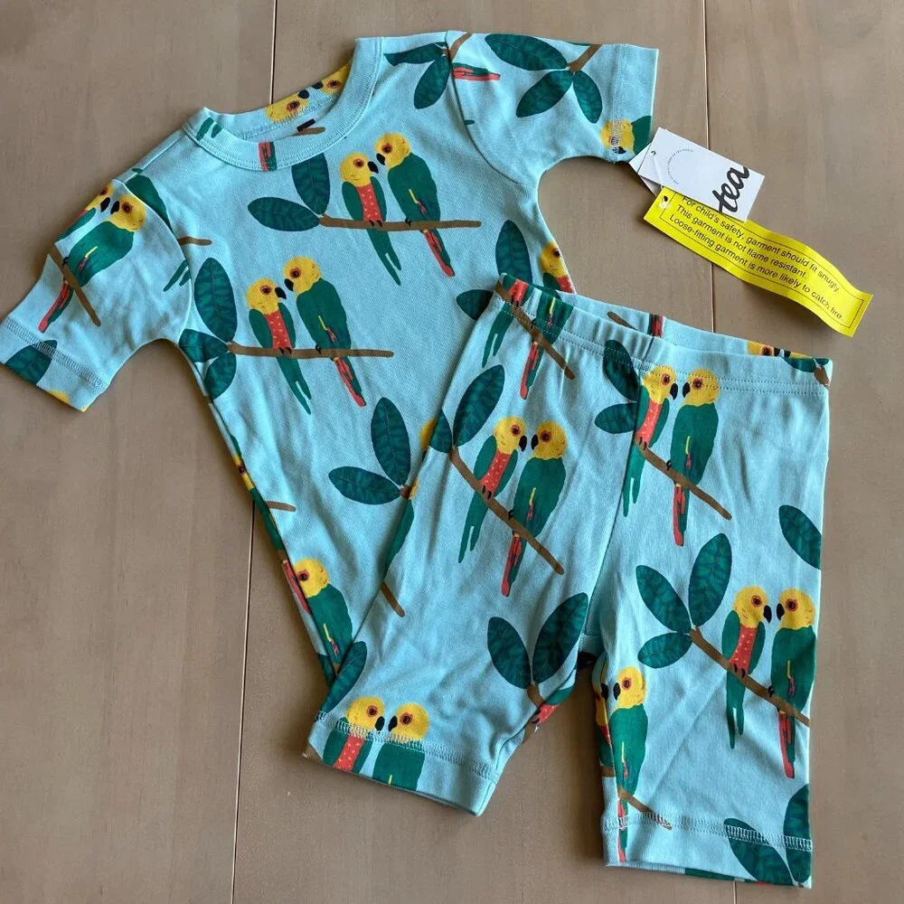 NEW Tea Collection 100% Cotton In Your Dreams Jandaya Parakeets‎ PJs Pajama Set